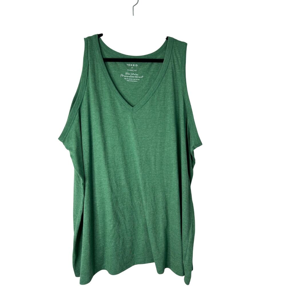 Torrid Girlfriend Signature Jersey V-Neck Tank Top SIze 5X Green Sleeveless